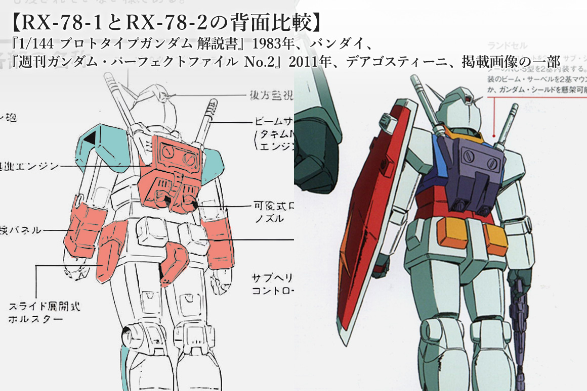 RX-78-1とRX-78-2の背面比較